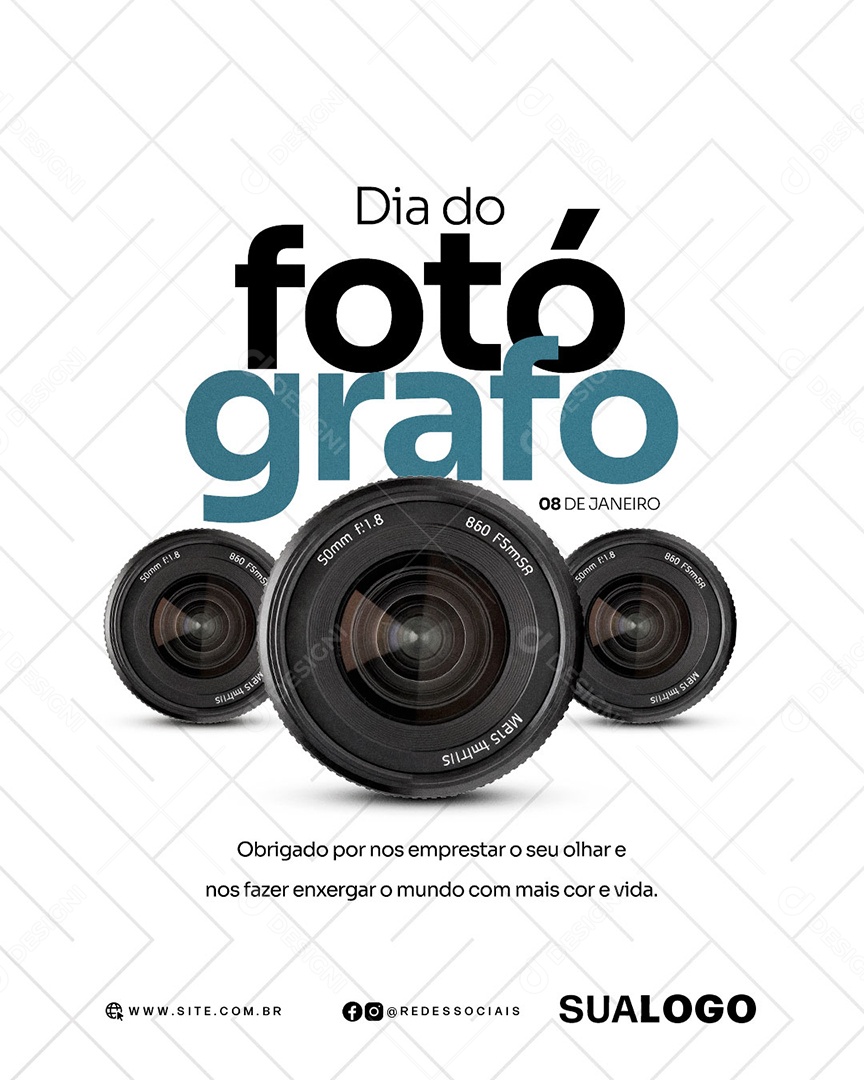 Dia do Fotografo 08 de Janeiro Social Media PSD Editável