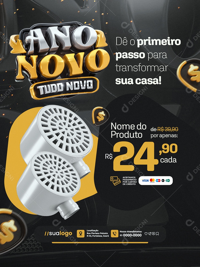 Ano Novo Tudo Novo Construção Dê o Primeiro Passo Social Media PSD Editável