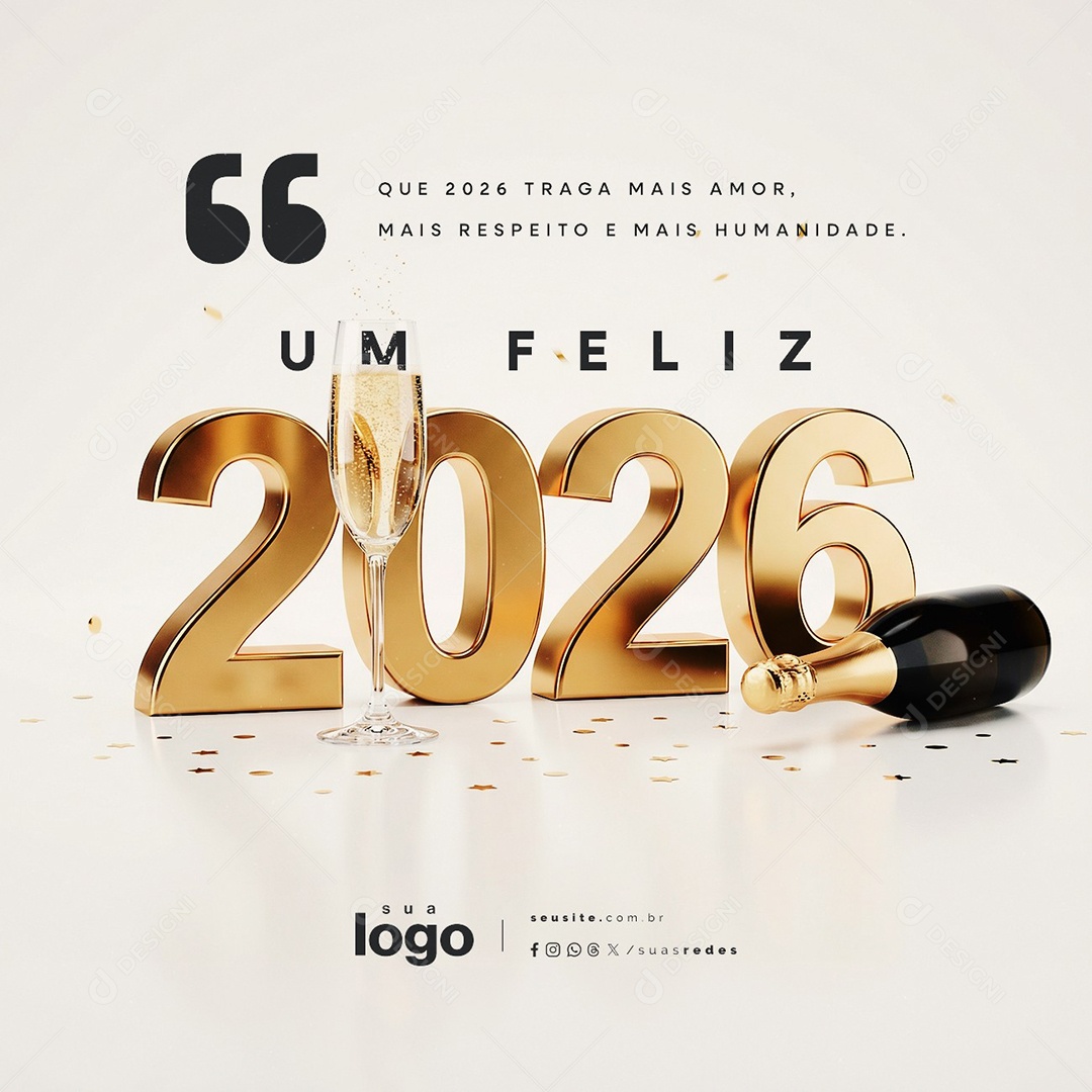 Um Feliz 2026 Ano Novo 01 de Janeiro Social Media PSD Editável