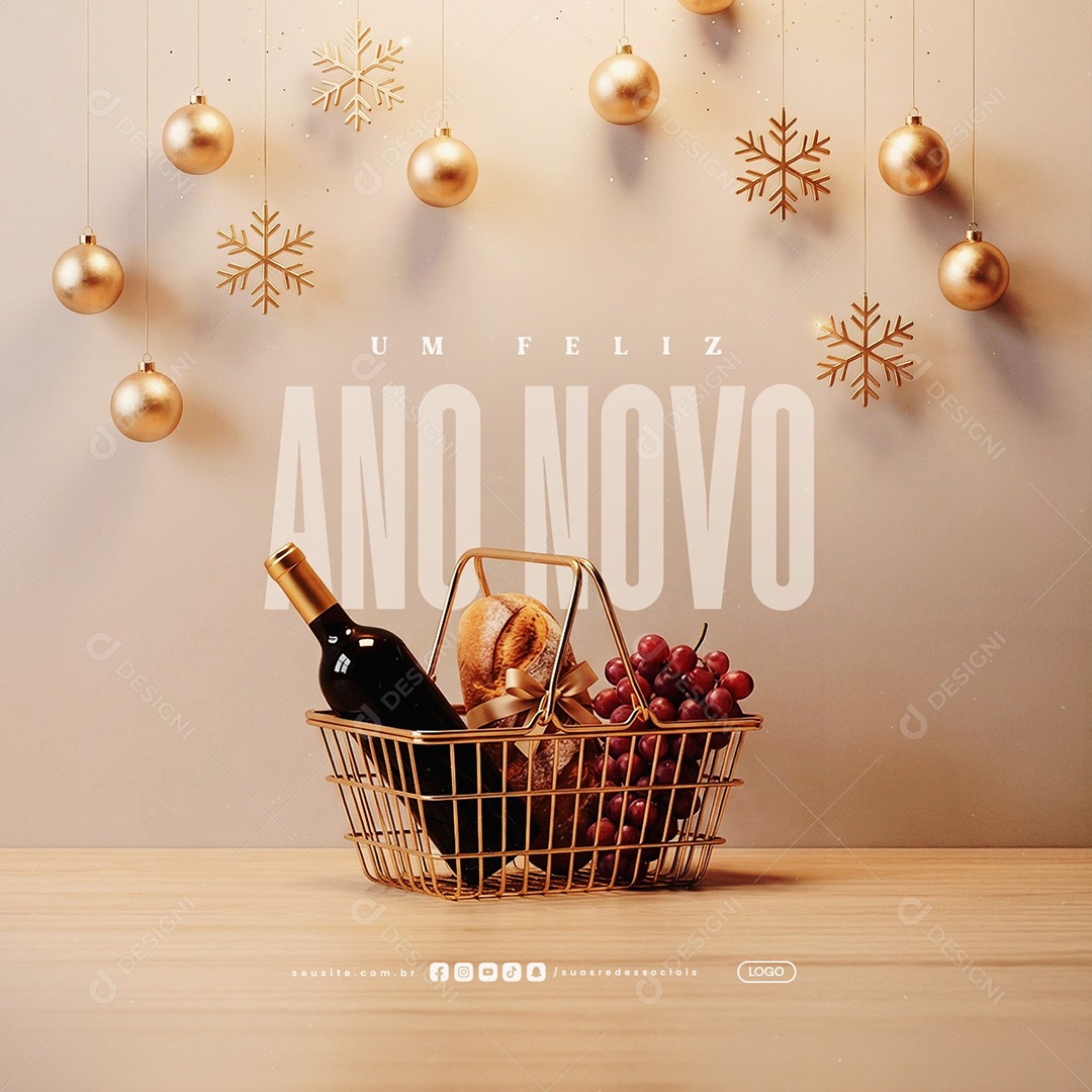 Um Feliz Ano Novo 01 de Janeiro Igreja Social Media PSD Editável