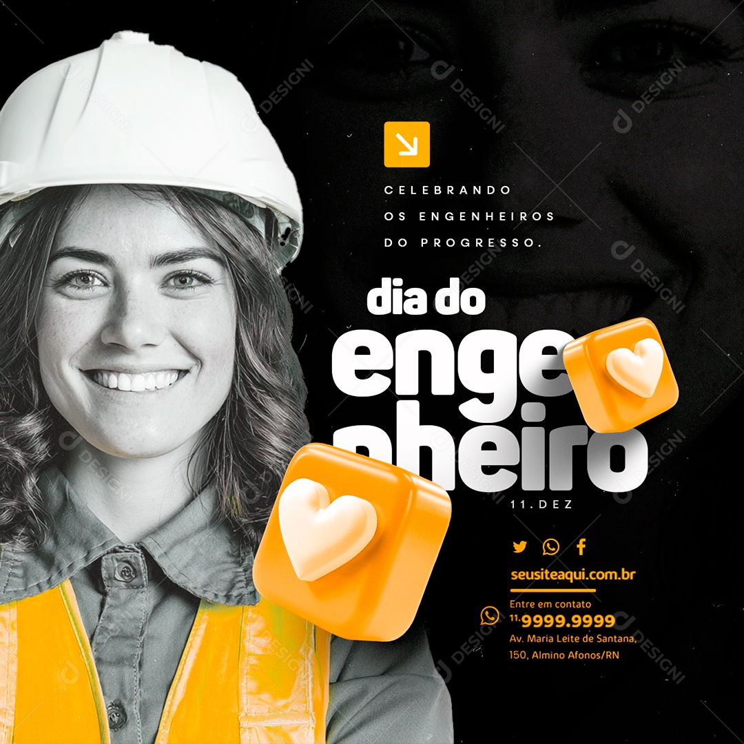 Dia do Engenheiro 11 de Dezembro Celebrando Os Engenheiros Social Media PSD Editável