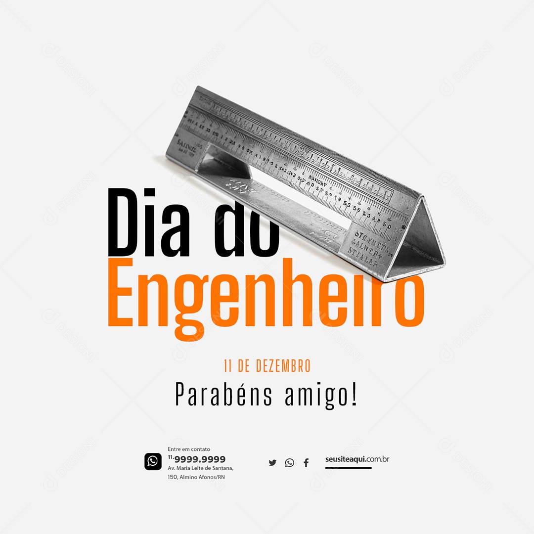 Dia do Engenheiro 11 de Dezembro Parabéns Amigo Social Media PSD Editável