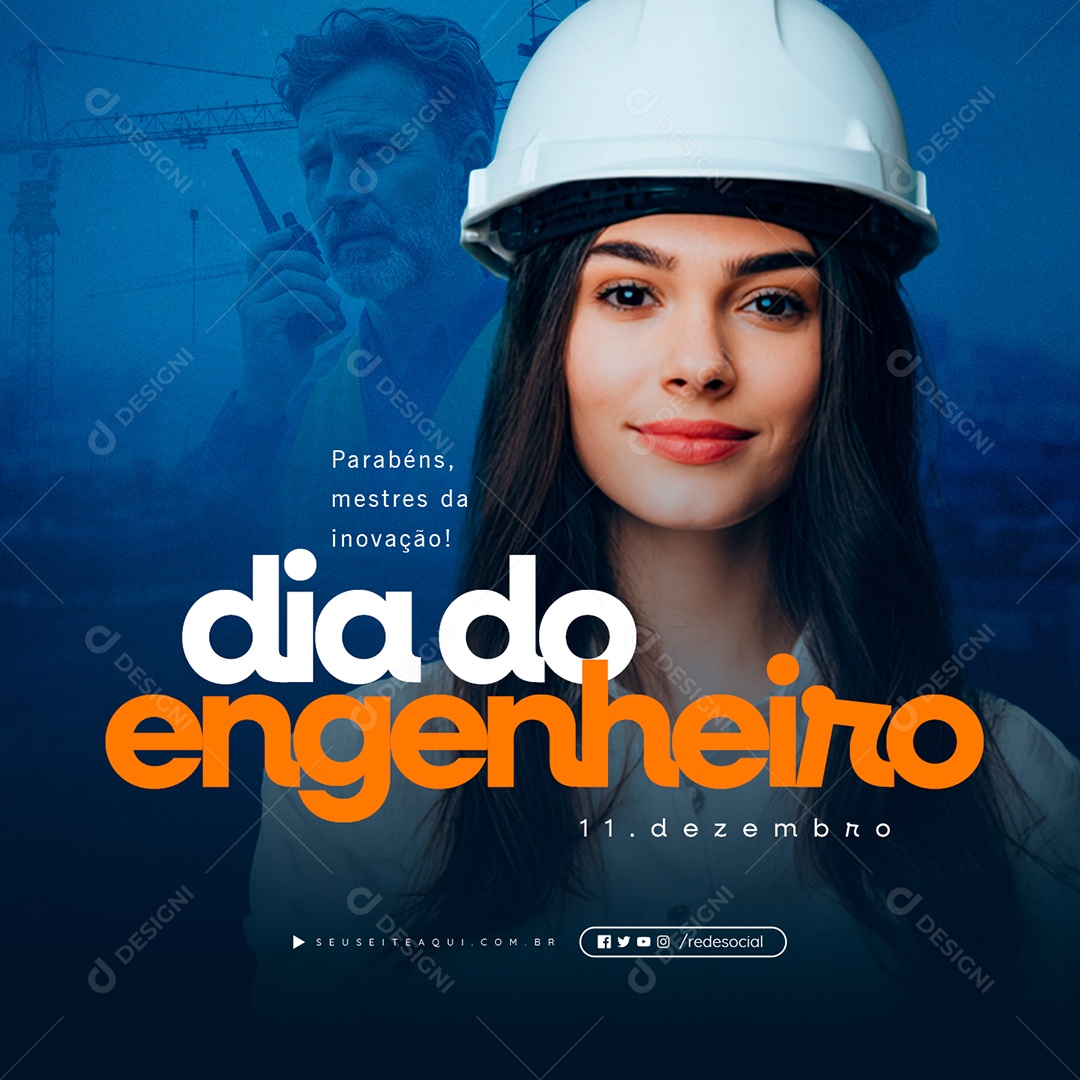 Dia do Engenheiro 11 de Dezembro Parabéns Social Media PSD Editável