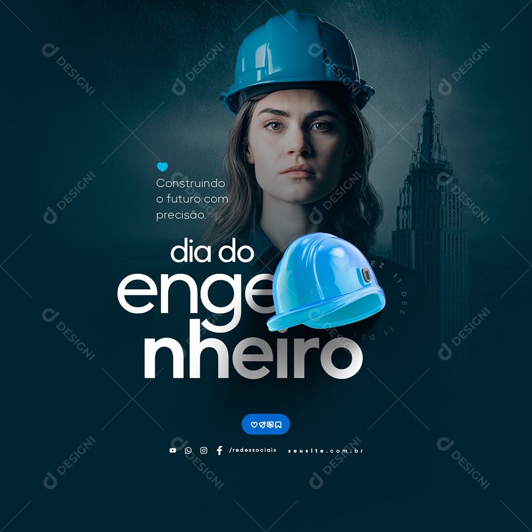 Dia do Engenheiro 11 de Dezembro Construindo o Futuro com Precisão Social Media PSD Editável
