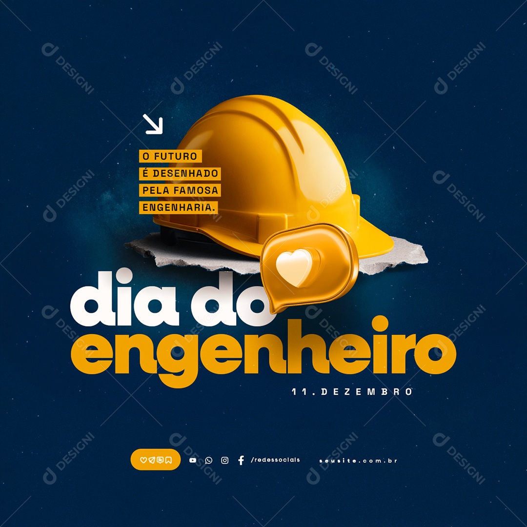 Dia do Engenheiro 11 de Dezembro Social Media PSD Editável