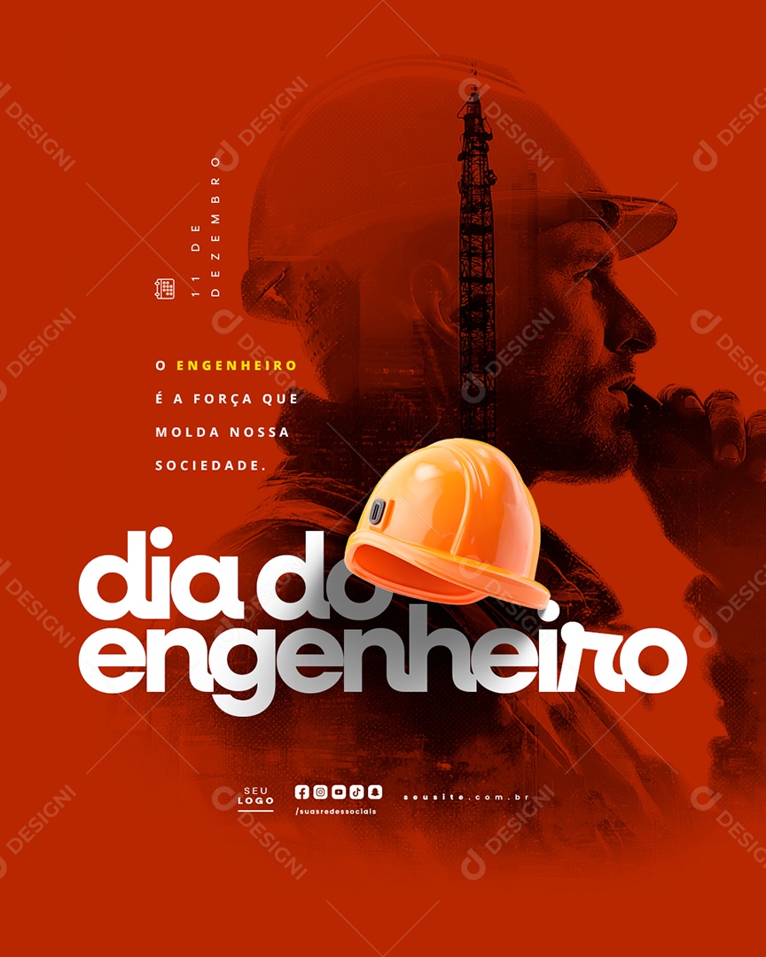 Dia do Engenheiro 11 de Dezembro Social Media PSD Editável