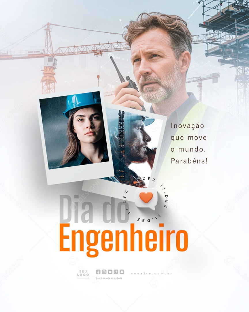 Dia do Engenheiro 11 de Dezembro Inovação Que Move o Mundo Social Media PSD Editável