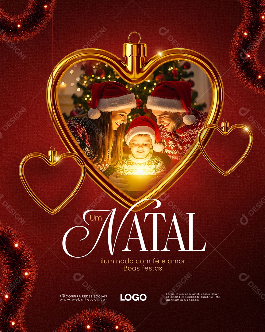 Feliz Natal 25 de Dezembro Social Media PSD Editável