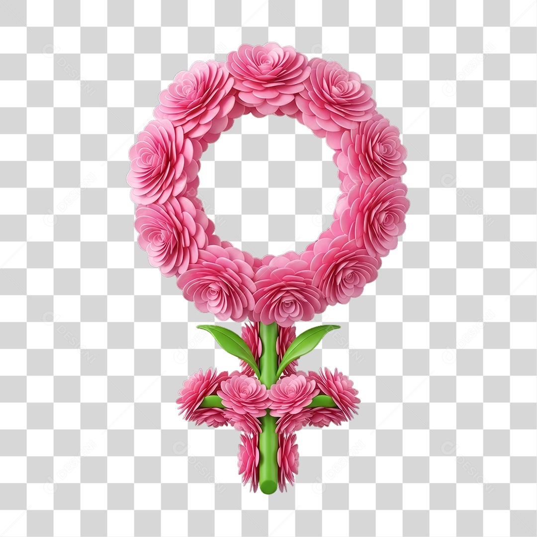 Flores Rosas Dia da Mulher PNG Transparente