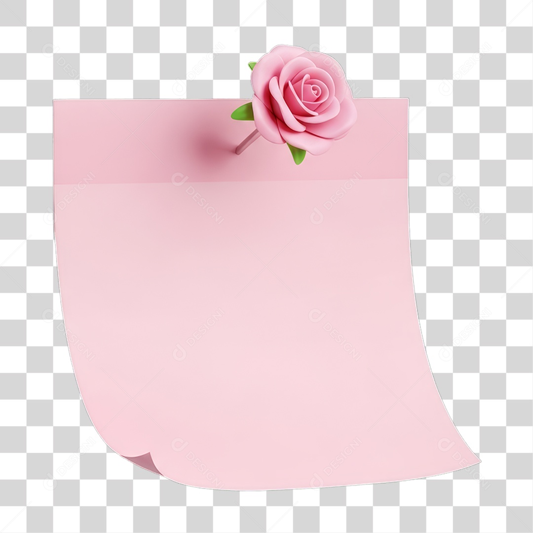 Papel com Flor Rosa Dia da Mulher PNG Transparente