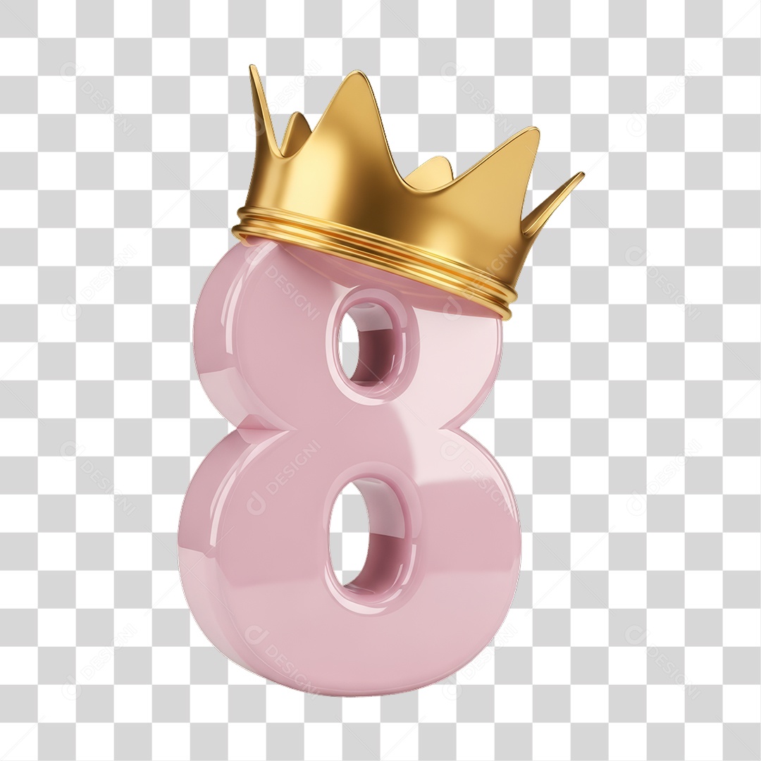 Número 8 Rosa Dia da Mulher PNG Transparente