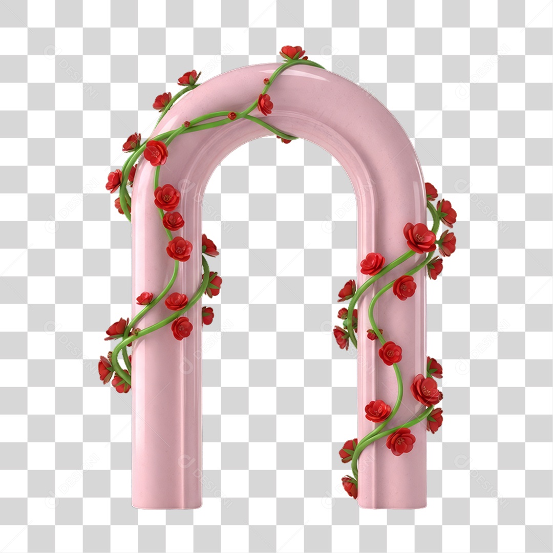 Pilar com Flores Rosas Dia da Mulher PNG Transparente