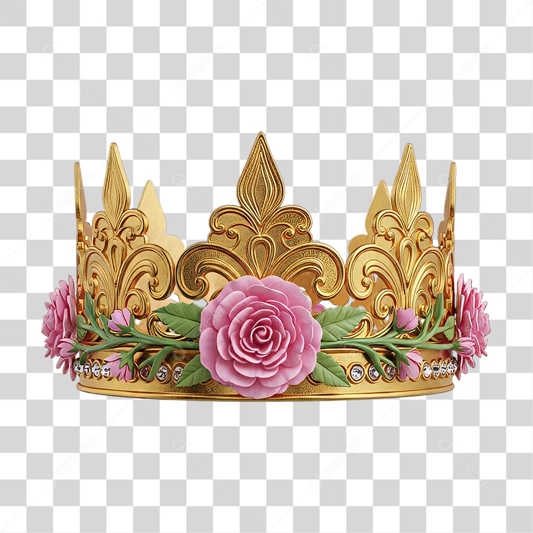 Coroa com Flores Rosas Dia da Mulher PNG Transparente