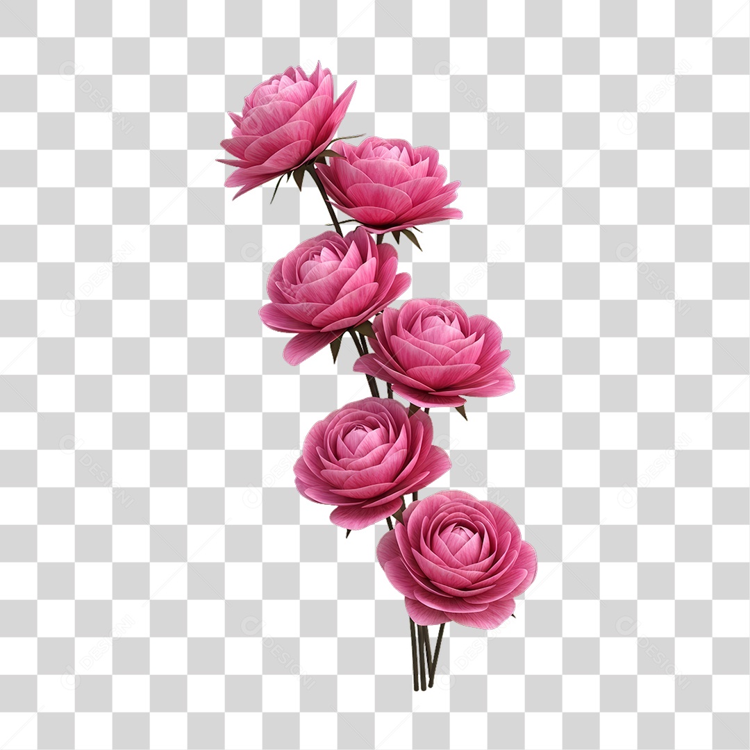 Flores Rosas Dia da Mulher PNG Transparente