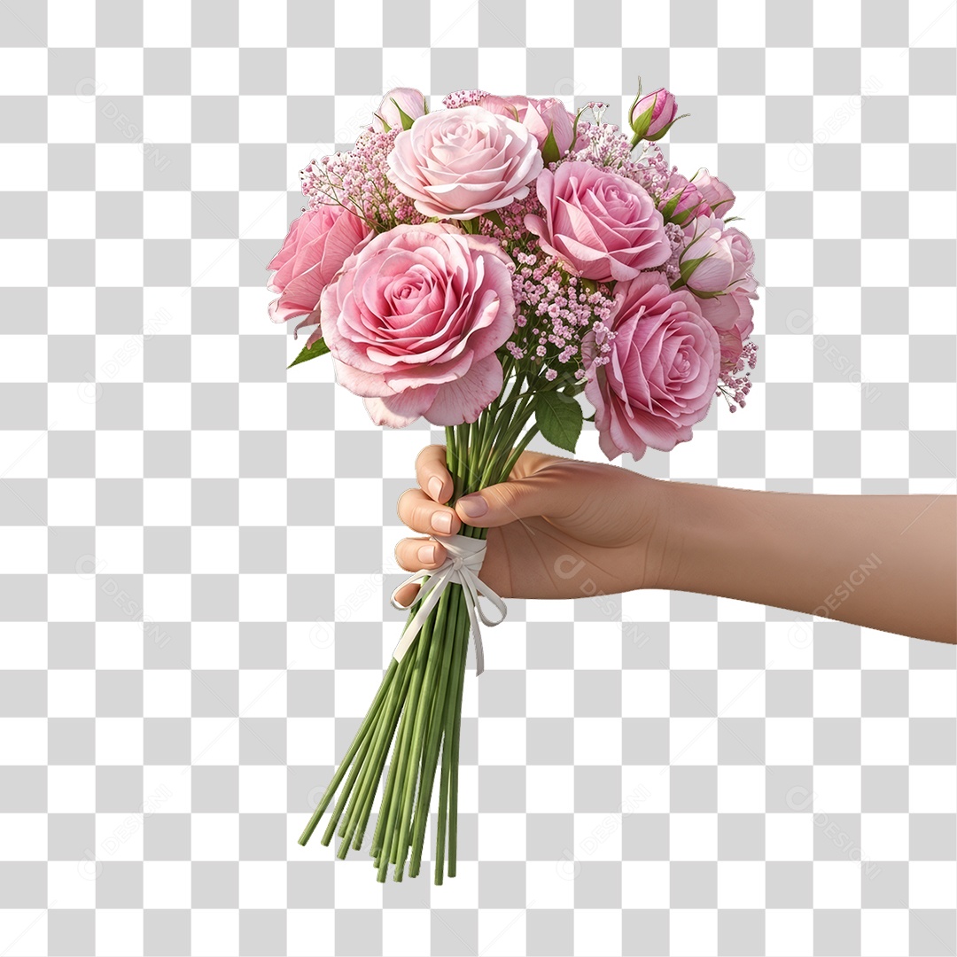 Flores Rosas Dia da Mulher PNG Transparente