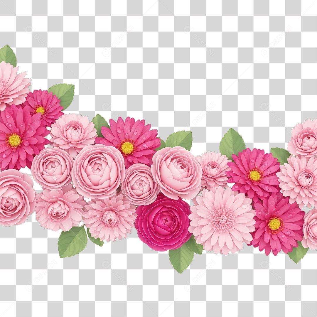 Flores Rosas Dia da Mulher PNG Transparente