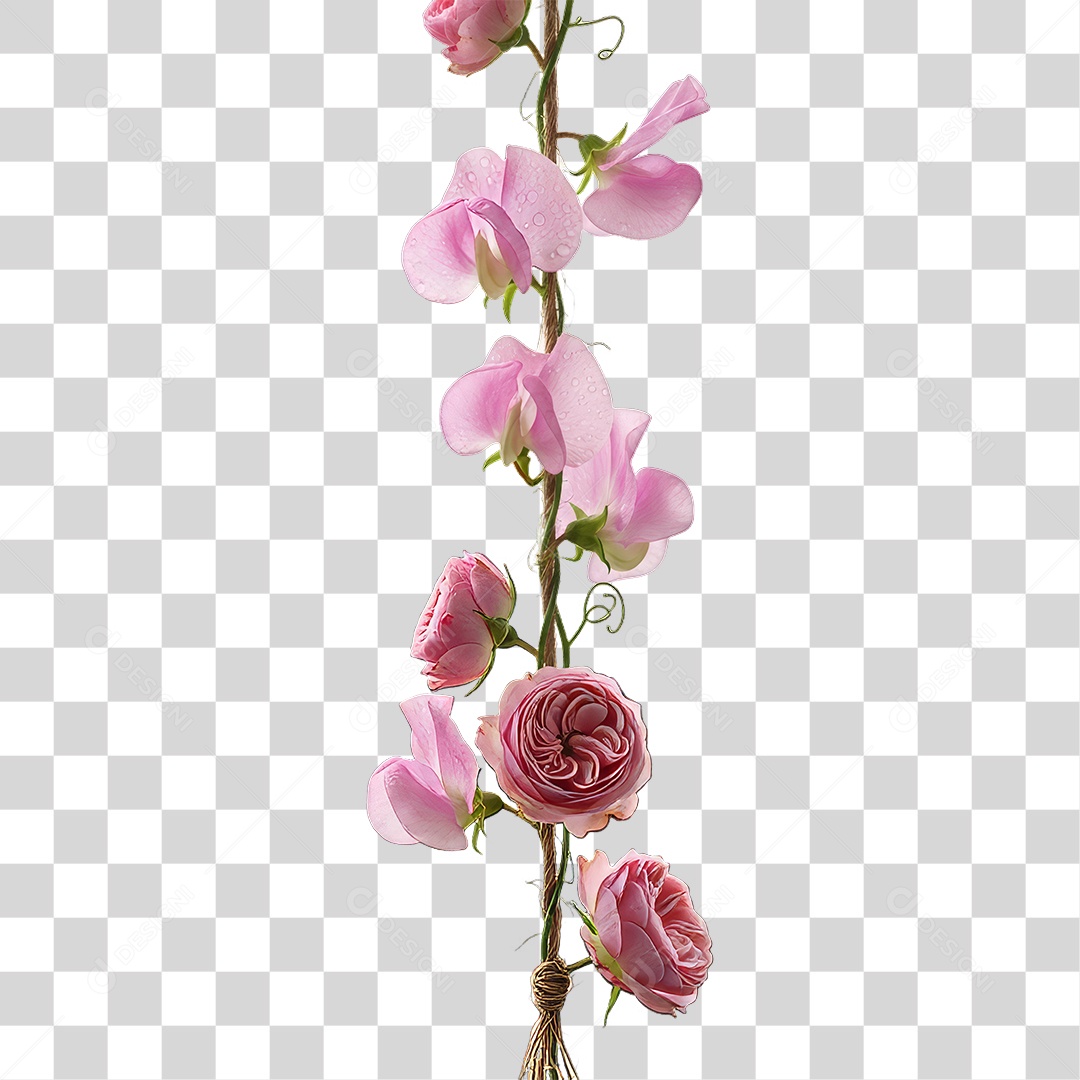 Flores Rosas Dia da Mulher PNG Transparente