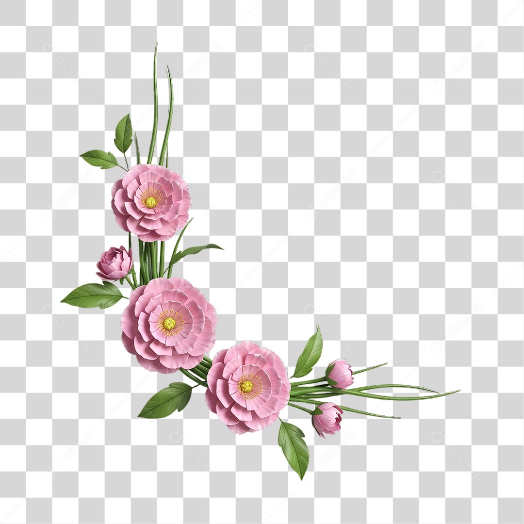 Flores Rosas Dia da Mulher PNG Transparente