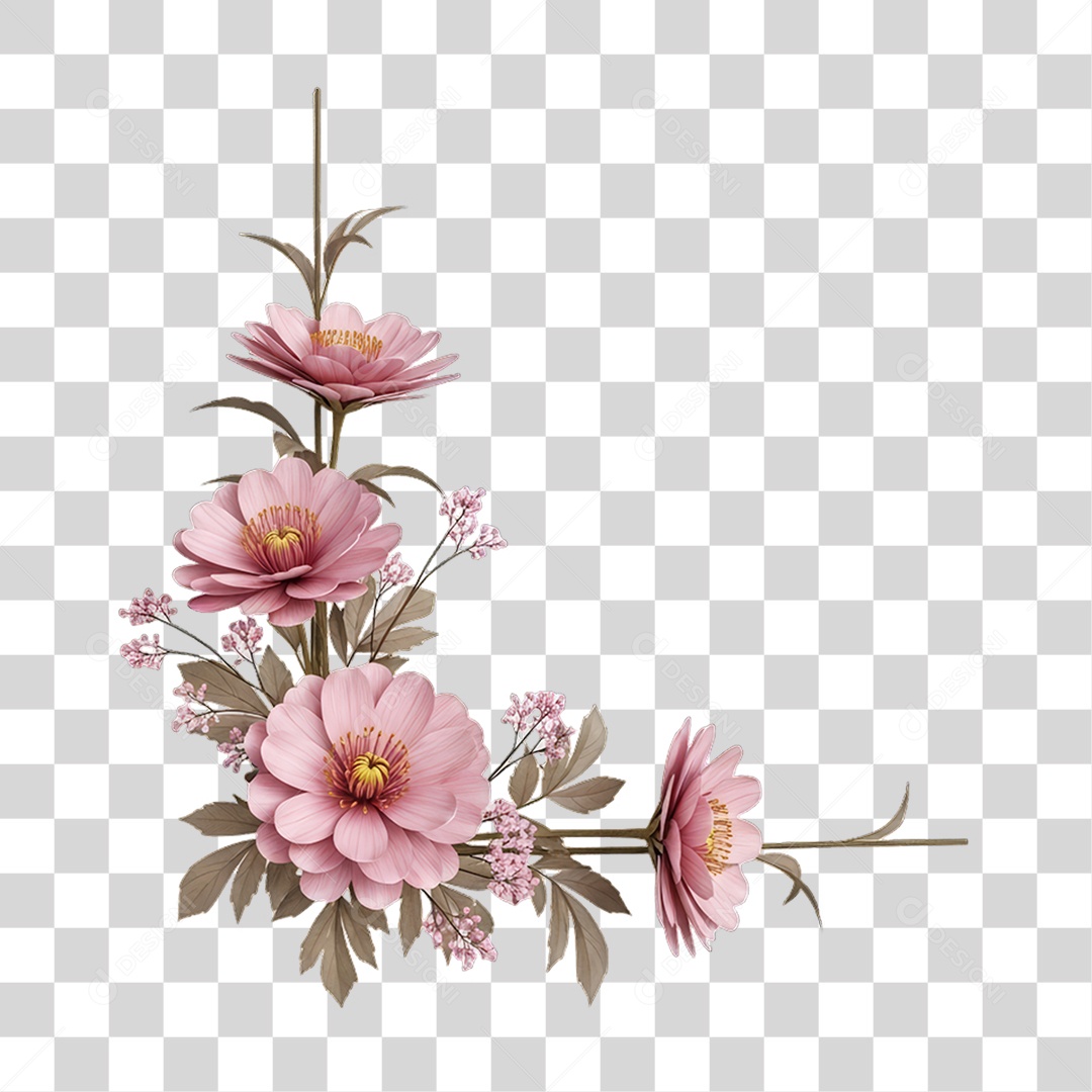 Flores Rosas Dia da Mulher PNG Transparente