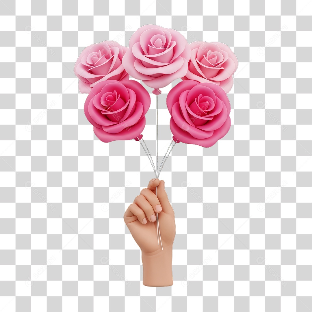 Flores Rosas Dia da Mulher PNG Transparente