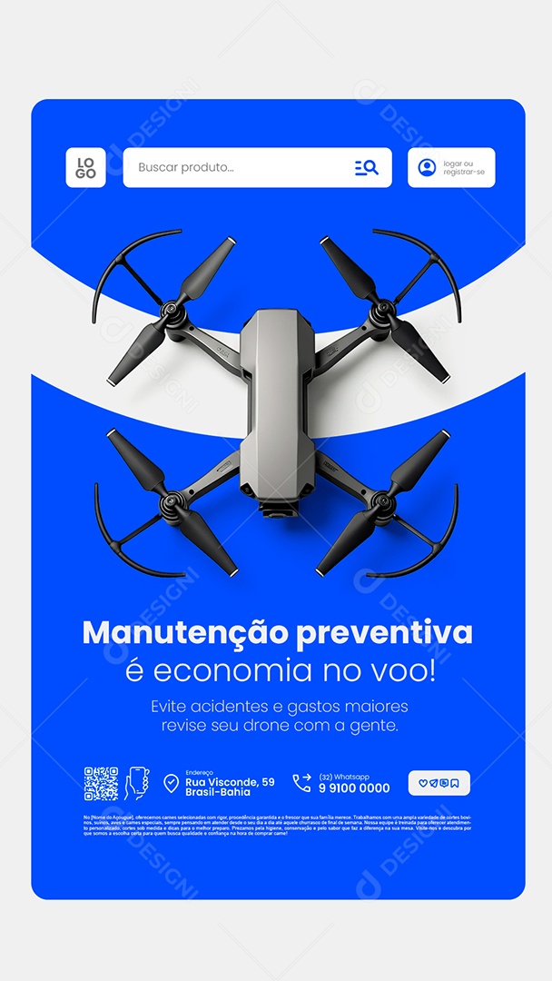 Story Loja de Drones Manutenção Preventiva Social Media PSD Editável