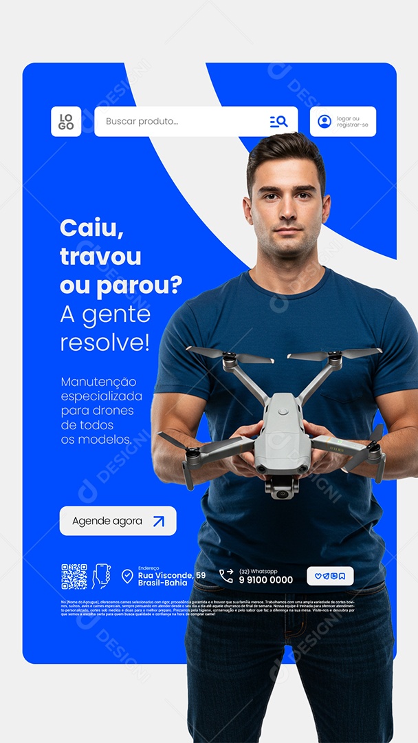 Story Loja de Drones Caiu Travou ou Parou Social Media PSD Editável