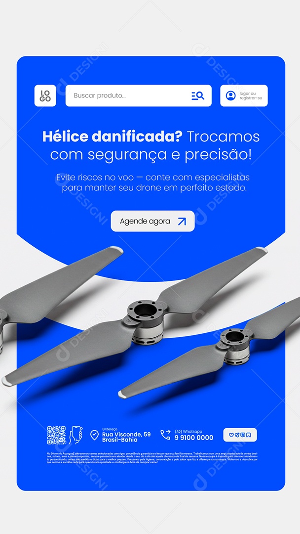 Story Loja de Drones Hélice Danificada Social Media PSD Editável