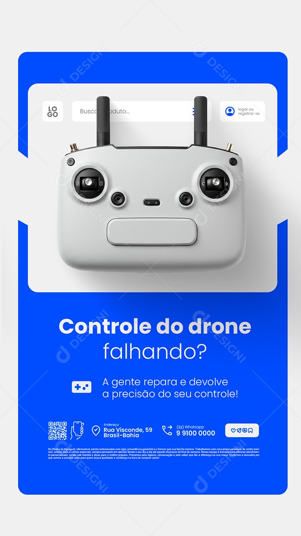 Story Loja de Drones Controle do Drone Falhando Social  Media PSD Editável
