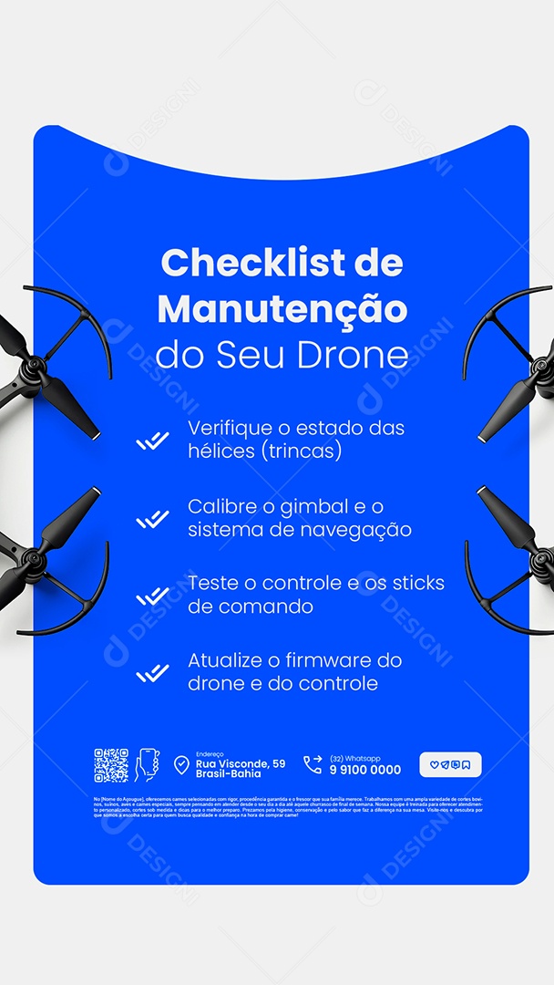 Story Loja de Drones Checklist de Manutenção do Seu Drone Social Media PSD Editável