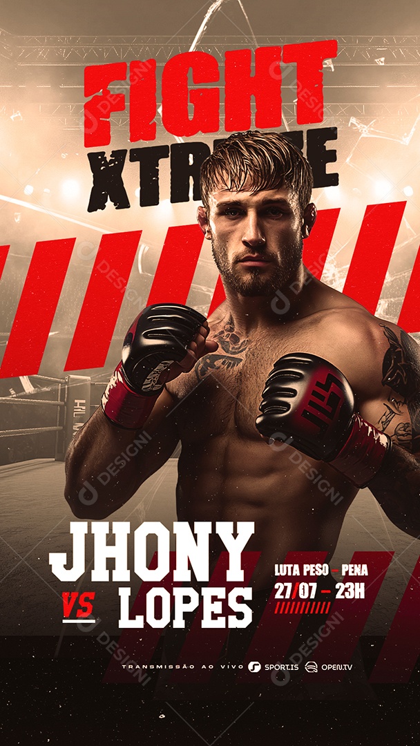 Story Campeonato de Luta Peso Pena Jhony VS Lopes Social Media PSD Editável
