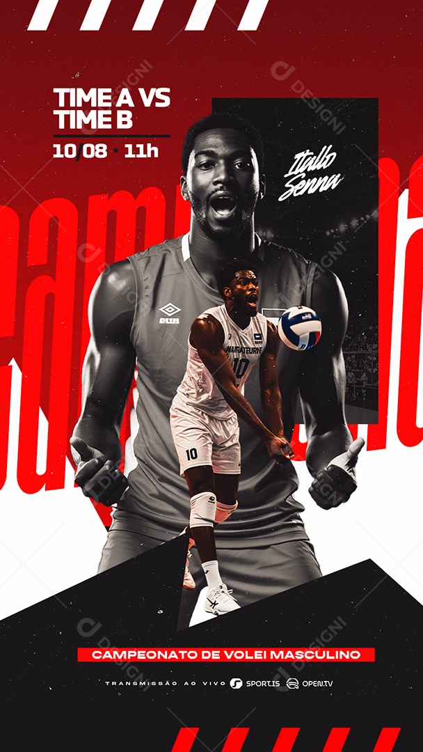 Story Campeonato De Vôlei Masculino Social Media PSD Editável