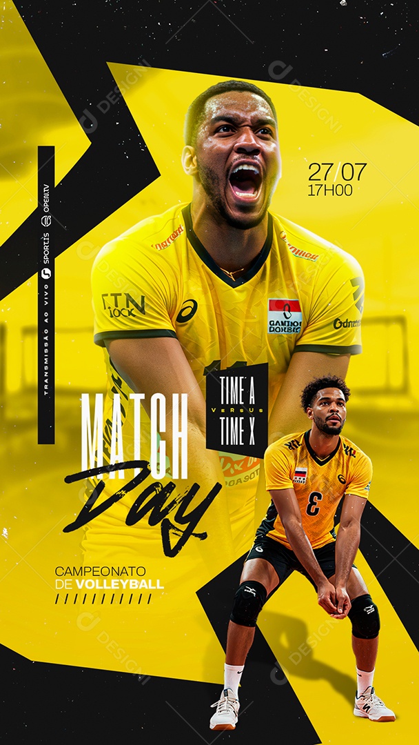 Story Campeonato de Vôlei Masculino Volleyball Match Day Social Media PSD Editável