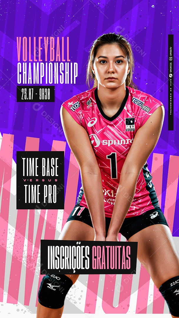 Story Campeonato de Vôlei Feminino Volleyball Championship Social Media PSD Editável