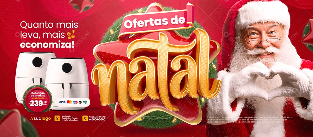 Banner Ofertas de Natal Loja de Eletrodomésticos Air Flyer Social Media PSD Editável