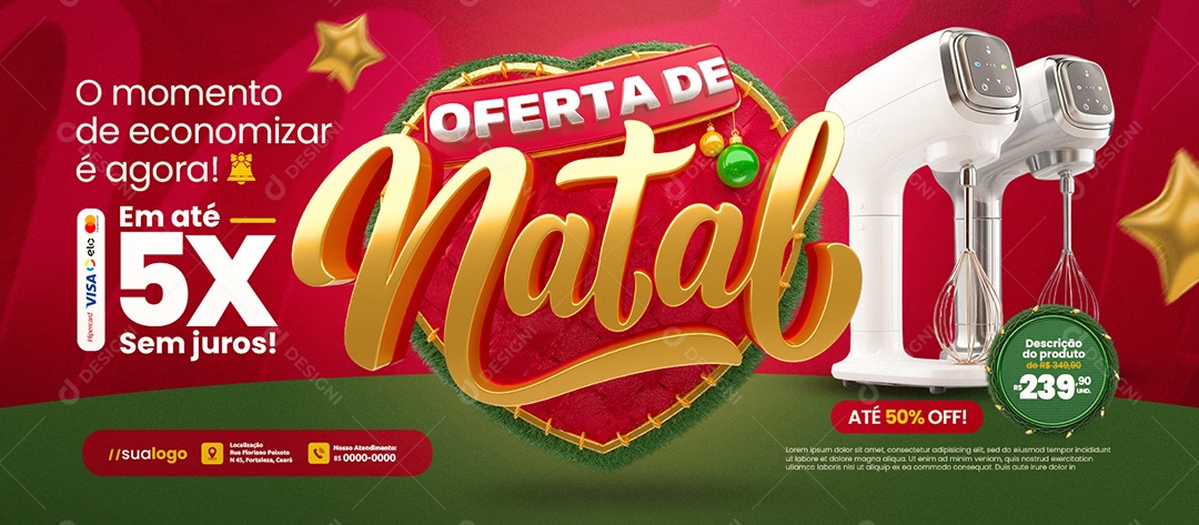 Banner Oferta de Natal Loja de Eletrodomésticos o Momento de Economizar Social Media PSD Editável