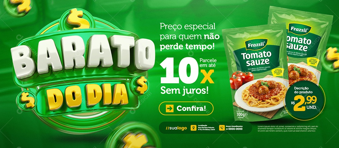 Banner Barato do Dia Supermercado Preço Especial Social Media PSD Editável