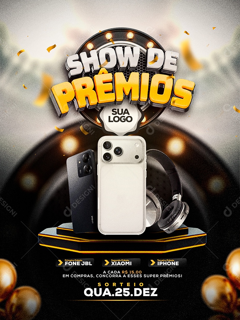 Show de Prêmios Sorteio Social Media PSD Editável