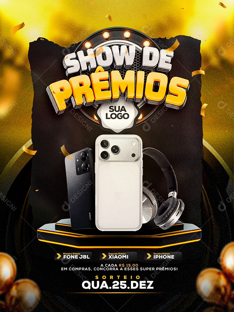 Show de Prêmios Sorteio Social Media PSD Editável