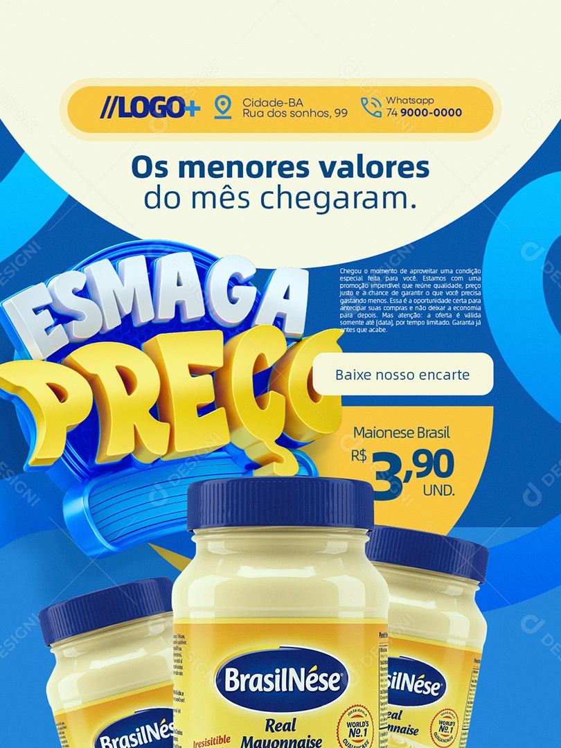 Esmaga Preço Supermercado Os Menores Valores do Mês Chegaram Social Media PSD Editável