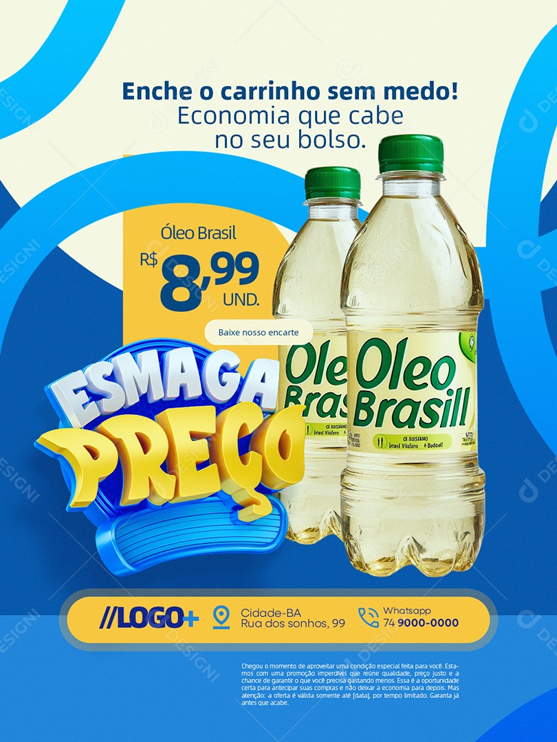 Esmaga Preço Supermercado Encha o Carrinho Sem Medo Social Media PSD Editável