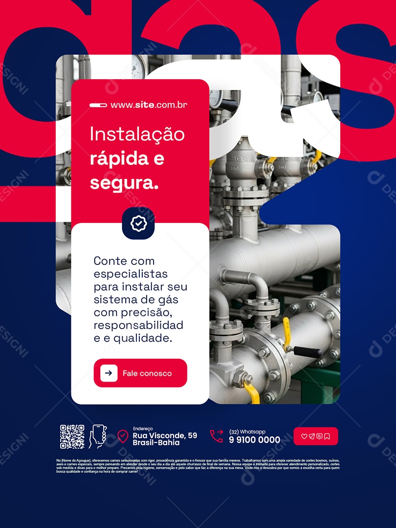 Empresa Gás Encanado Instalação Rápida e Segura Social Media PSD Editável