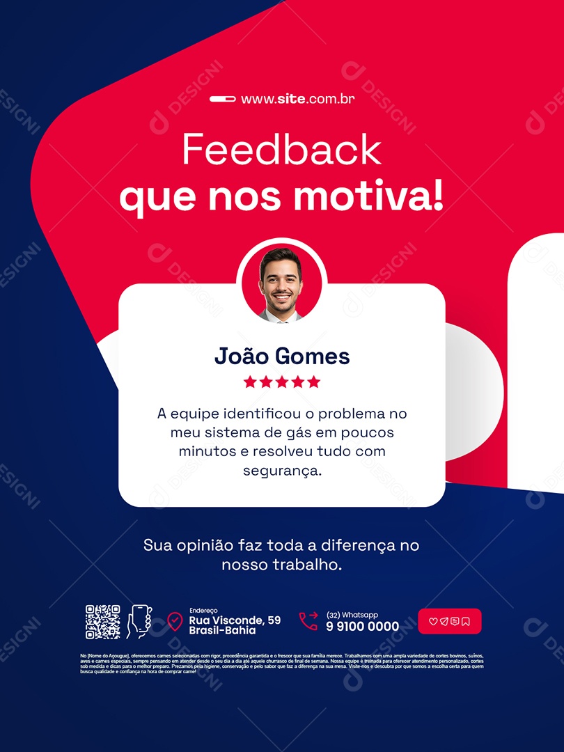 Empresa Gás Encanado Feedback Que nos Motiva Social Media PSD Editável