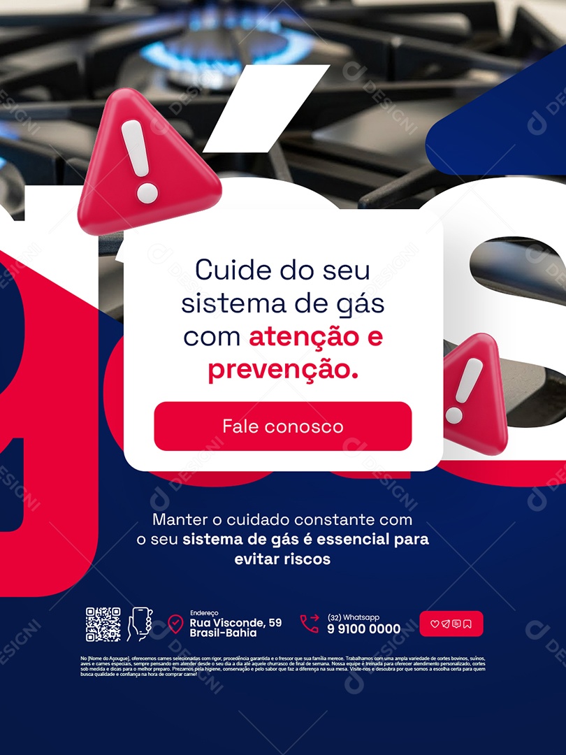 Empresa Gás Encanado Cuide do Seu Sistema de Gás Social Media PSD Editável