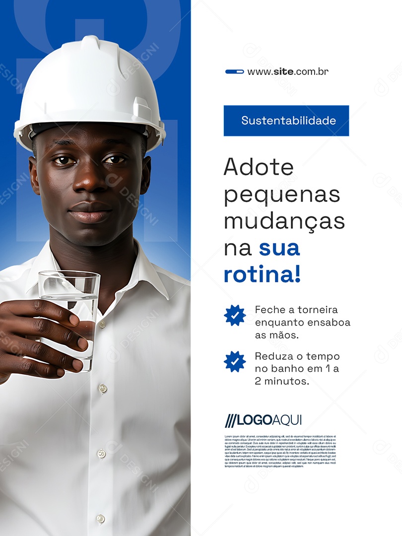 Gestão de Água Adote Pequenas Mudanças na Sua Rotina Social Media PSD Editável