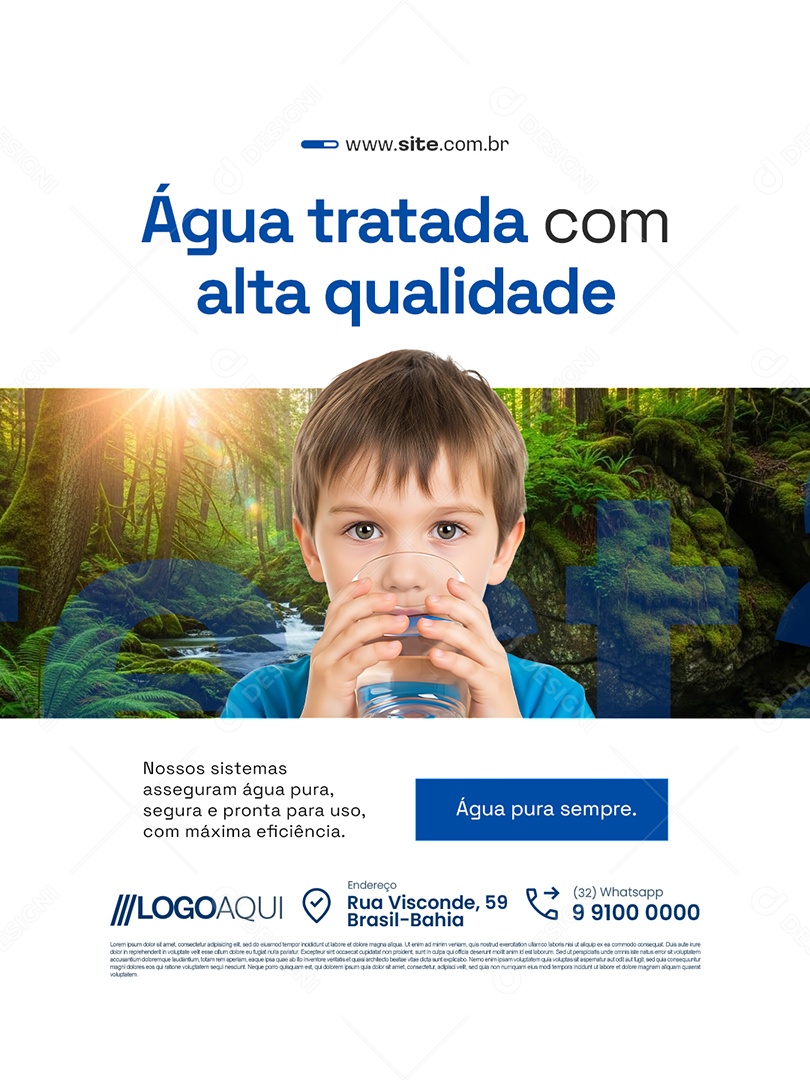 Gestão de Água Nossos Sistemas Asseguram Social Media PSD Editável