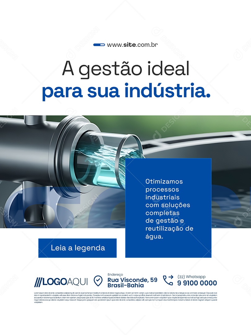Gestão de Água Ideal para Sua Indústria Social Media PSD Editável