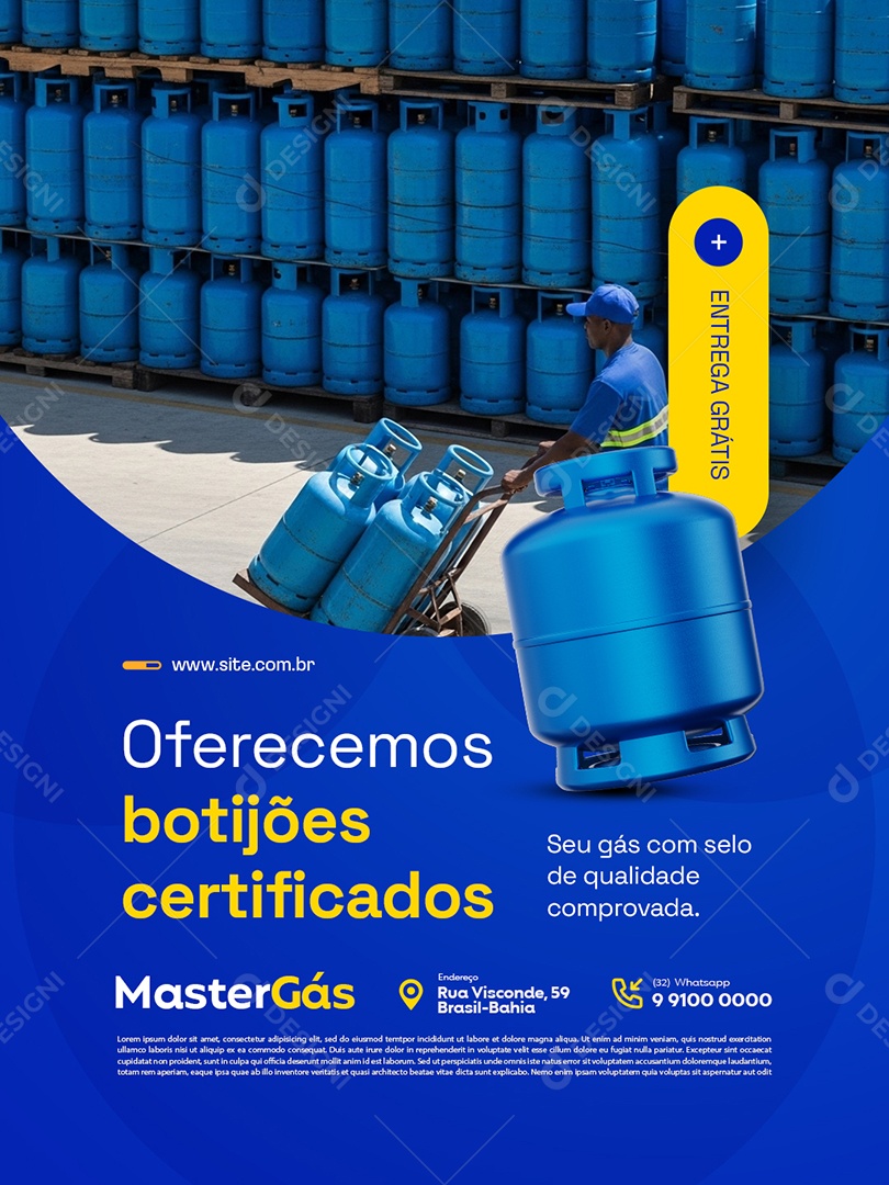Distribuidor de Gás Oferecemos Botijões Certificados Social Media PSD Editável