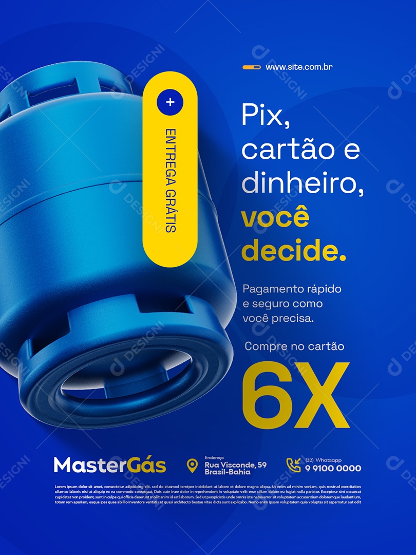 Distribuidor de Gás Pix Cartão e Dinheiro Você Decide Social Media PSD Editável