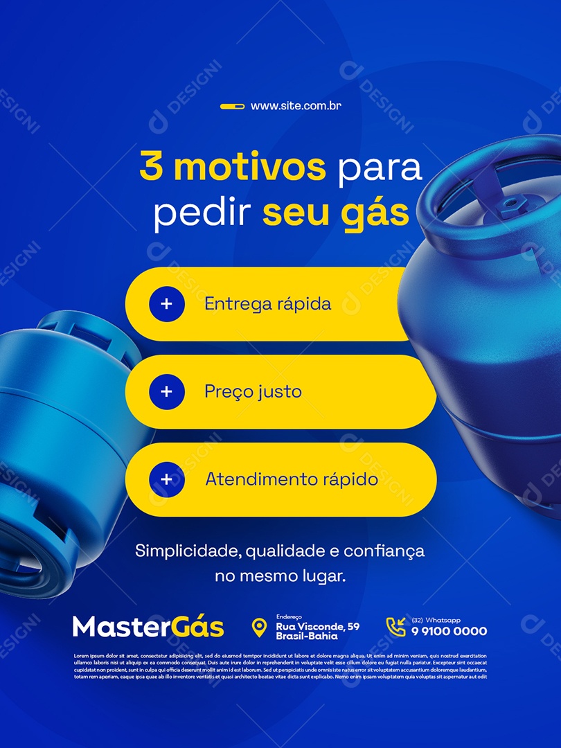 Distribuidor de Gás Três Motivos para Pedir Seu Gás Social Media PSD Editável