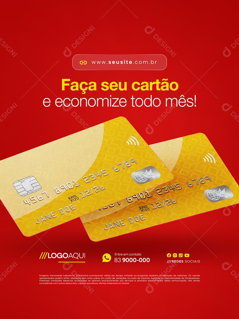 Faça Seu Cartão e Economize Todo Mês Social Media PSD Editável